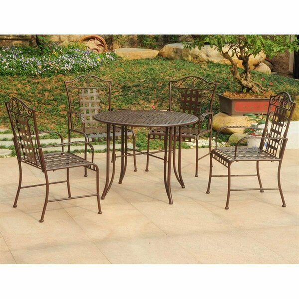 International Caravan Mandalay Outdoor Dining Group, Rustic Brown - Set of 5 3454-RT-BN